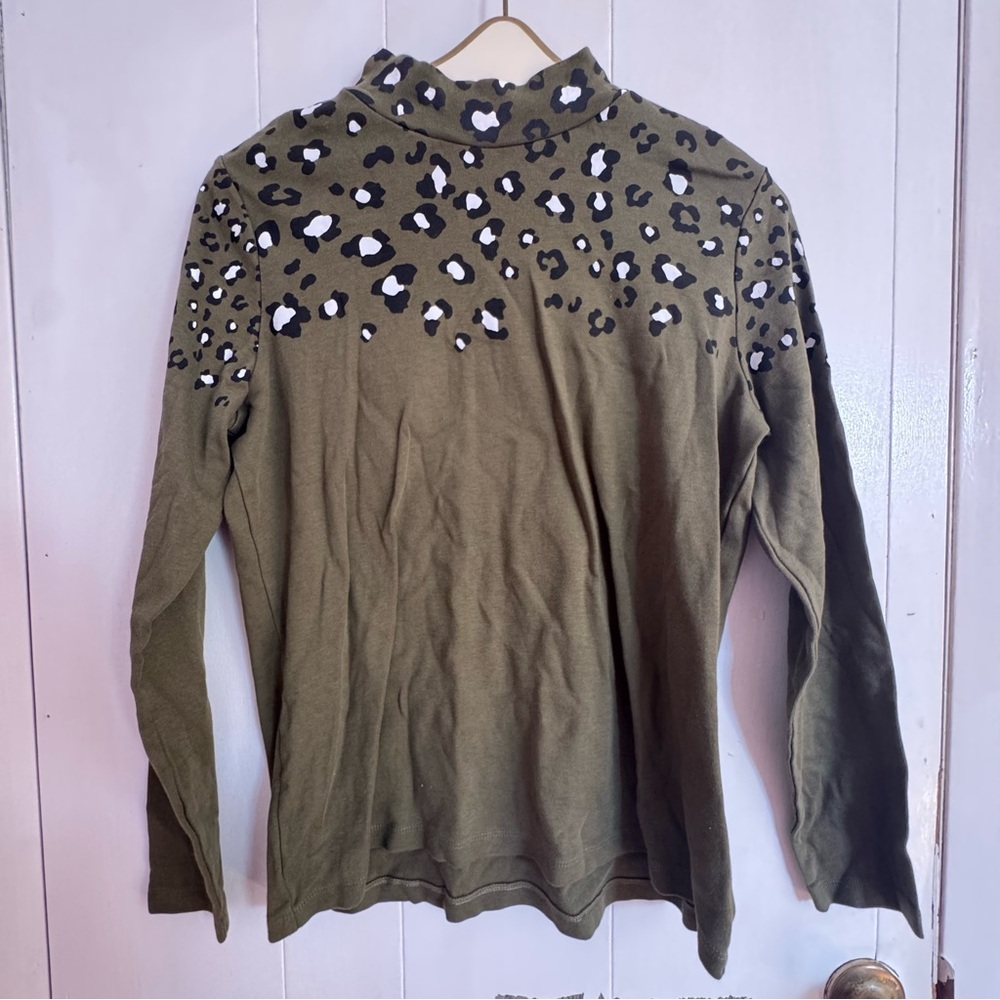 Kim Rogers Olive Green Cotton Top - Medium